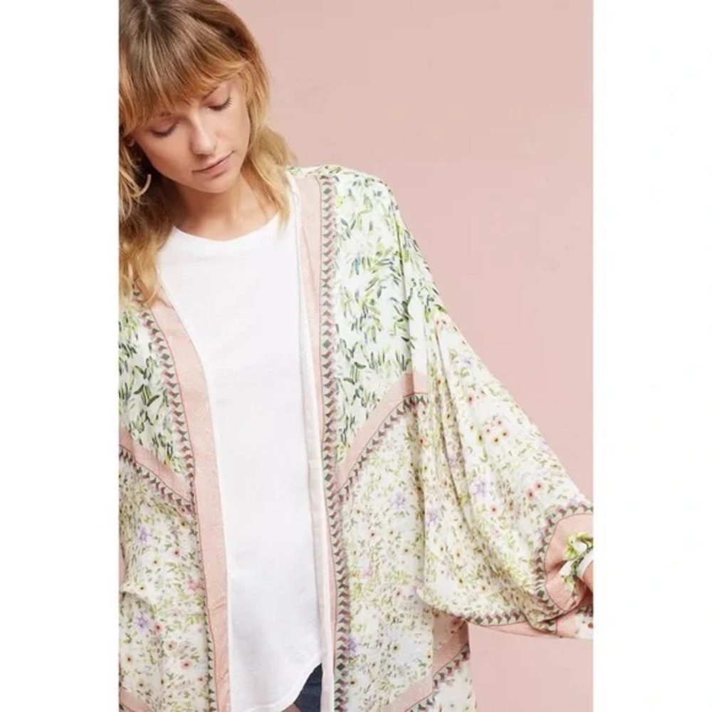 Anthropologie Bl-nk Scarlett Kimono size S/M pristine conditions silk cotton - Picture 3 of 10